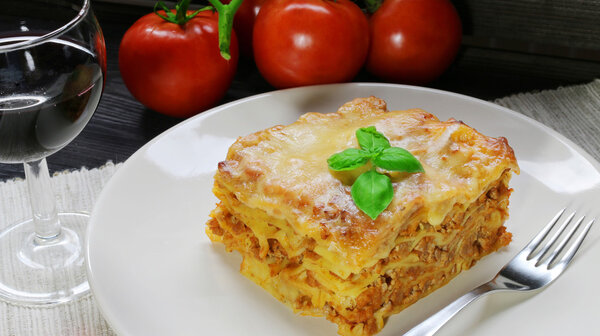 Beef Lasagna and fresh tomatoes