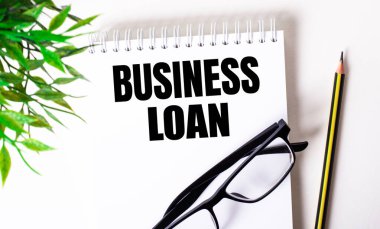 İŞ kredisi beyaz bir defterde, siyah çerçeveli bir kalem ve yeşil bir bitkinin yanında yazılır..