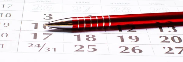 En la mesa hay un calendario 2021 y una hermosa pluma roja. Concepto organizativo — Foto de Stock