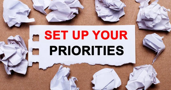 Set Your Priorities Written White Paper Light Brown Background — Stock Photo, Image