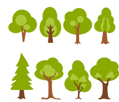 Ağaçlar kümesi, vektör illüstrasyonu