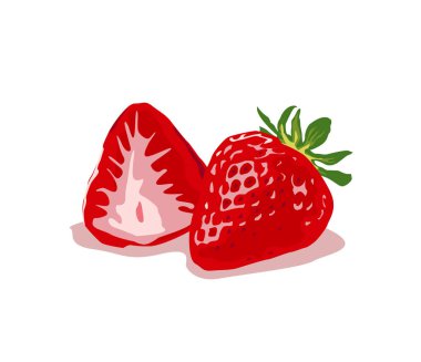 Beyaz arkaplanda izole edilmiş çilekler, vektör illüstrasyonu