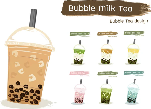 Set Bubble Tea Vektorillustration — Stockvektor