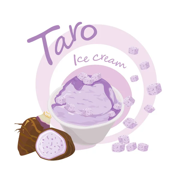 Heerlijke Taro Ijs Smaak Paars Witte Achtergrond Vectorillustratie — Stockvector