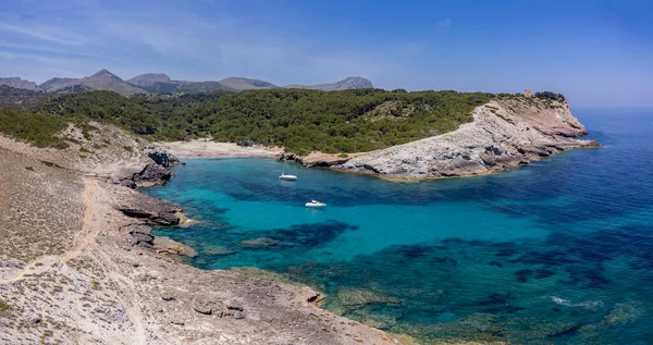 Imbarcazioni Diporto Ancorate Area Naturale Protetta Capdepera Maiorca Isole Baleari — Foto Stock