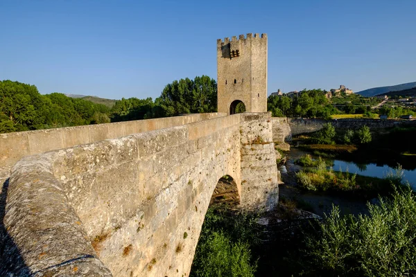 Frias Středověký Most Románský Původ Přes Řeku Ebro Autonomní Oblast — Stock fotografie