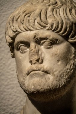 Erkek başı, mermer, 2. yüzyıl, Roma Hispanyası, Valladolid Müzesi, Kastilya Topluluğu ve Leon, İspanya