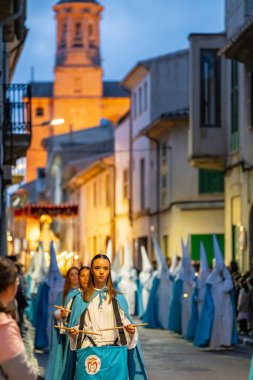 bir kardeşliğin geçişi, Kutsal Hafta alayı, Llucmajor, Mallorca, Balear Adaları, İspanya