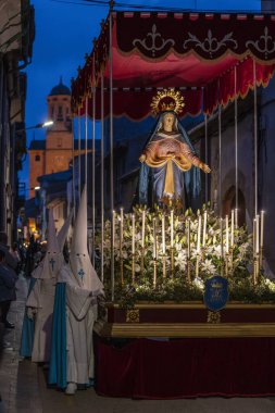 bir kardeşliğin geçişi, Kutsal Hafta alayı, Llucmajor, Mallorca, Balear Adaları, İspanya