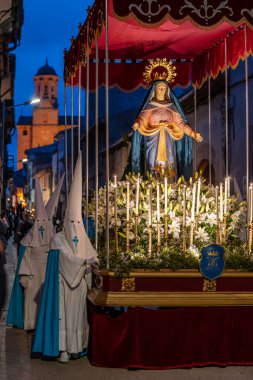 bir kardeşliğin geçişi, Kutsal Hafta alayı, Llucmajor, Mallorca, Balear Adaları, İspanya