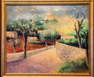 Olga Sacharoff, Sokak ve Evlerle Peyzaj, tuval üzerine yağ, 20. yüzyıl, Carmen Thyssen Andorra Müzesi, Escaldes-Engordany