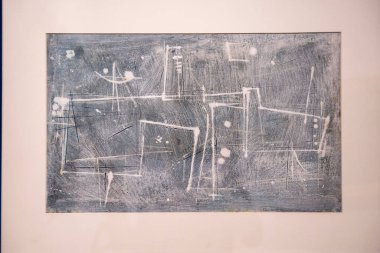 Luis Feito, kompozisyon, gouache ve kazein kağıt üzerinde, 1954 Carmen Thyssen Andorra Müzesi, Escaldes-Engordany