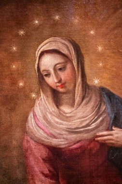 Yıldızlarla taçlandırılmış Bakire Meryem (İsa, Aziz Francis 'e Porziuncola' nın hoşgörüsünü bahşeder), tablo üzerinde 1729-1733, Antoni Viladomat ve Manalt, İspanya