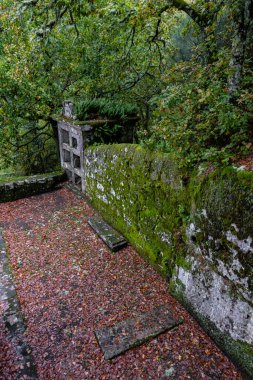 Kilise mezarlığı, 19. yüzyıl, San Pedro de Rocas manastırı, Esgos, Ourense, Galiçya, İspanya