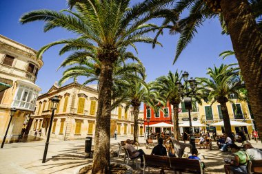 Alfonso III fatihi Palmeres Meydanı. Ciutadella. Menorca, Balear Adaları, İspanya.