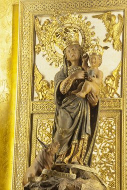 Kutsal Bakire Toro 'nun dini tasviri. Virgen del Toro 'nun mabedi, XVII yüzyıl, Menorca. Balear adaları. İspanya.