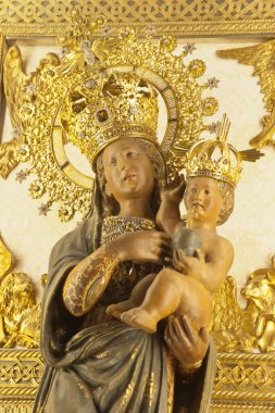 Kutsal Bakire Toro 'nun dini tasviri. Virgen del Toro 'nun mabedi, XVII yüzyıl, Menorca. Balear adaları. İspanya.