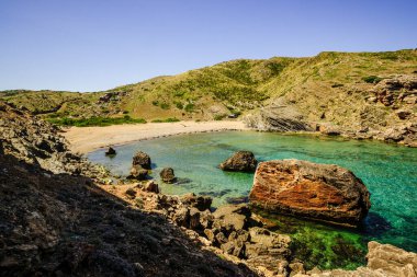 Cala Calderer Sahili, Ferreries, Menorca, Balear Adaları, İspanya, Avrupa