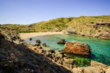 Cala Calderer Sahili, Ferreries, Menorca, Balear Adaları, İspanya, Avrupa