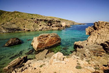 Cala Calderer Sahili, Ferreries, Menorca, Balear Adaları, İspanya, Avrupa
