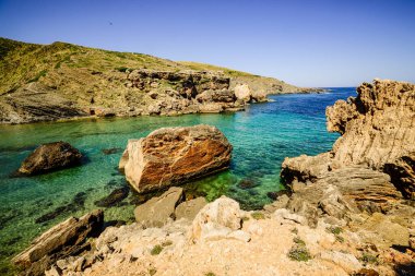 Cala Calderer Sahili, Ferreries, Menorca, Balear Adaları, İspanya, Avrupa