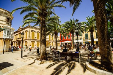 Alfonso III fatihi Palmeres Meydanı. Ciutadella. Menorca, Balear Adaları, İspanya.