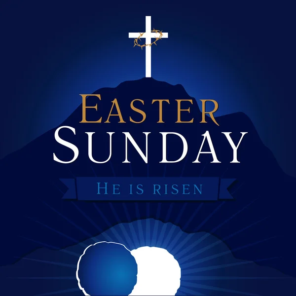 Easter sunday holy week calvary tomb card — Stock Vector