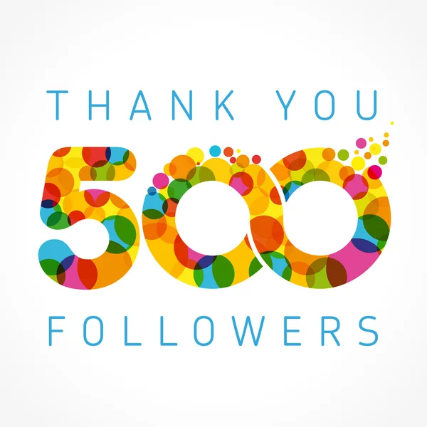 Obrigado 500 seguidores números coloridos — Vetor de Stock