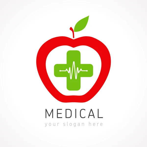 Medical apple plus company logo — Stock Vector