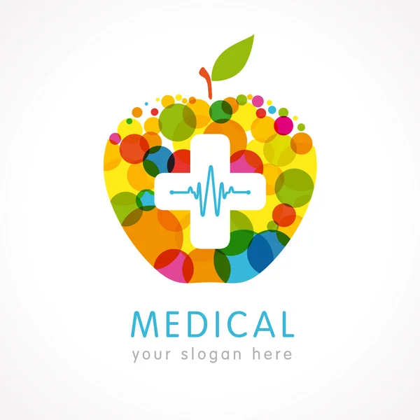 Empresa médica color manzana más logo — Vector de stock