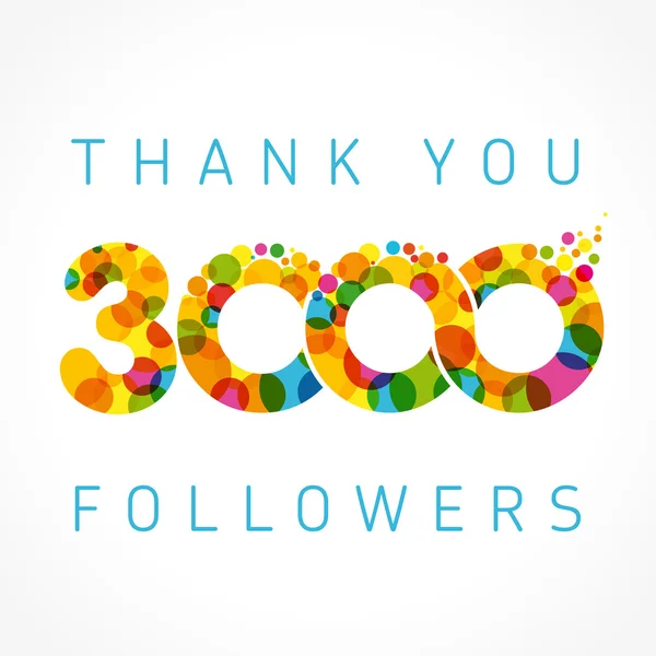 Thank you 3000 followers colored numbers — Stock Vector