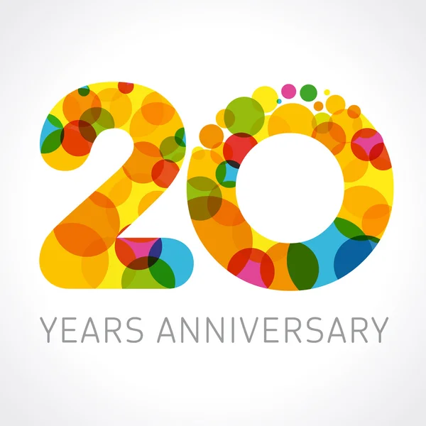 20 years anniversary circle colorful logo — Stock Vector