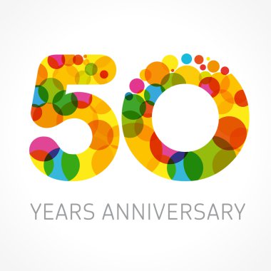 50 years anniversary circle colored logo clipart