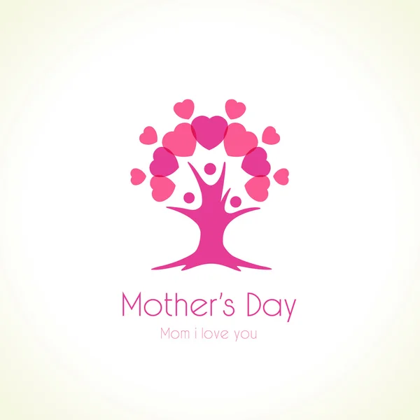 Logo amour arbre fête des mères — Image vectorielle