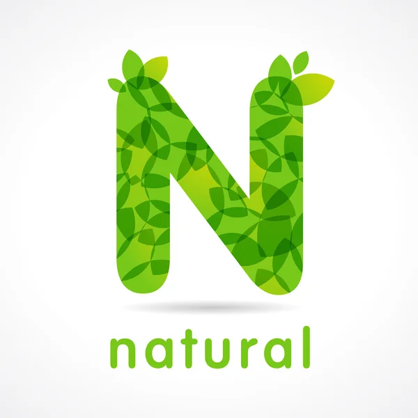 N logotipo verde natural — Vetor de Stock