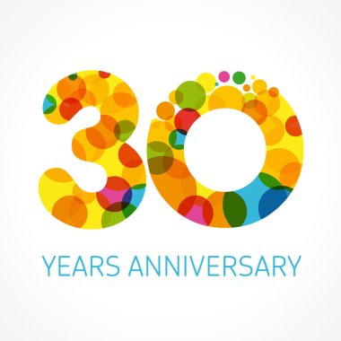 30 years anniversary circle colored logo clipart