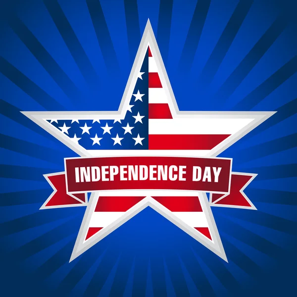 Dia da independência EUA estrela e fita azul escuro —  Vetores de Stock