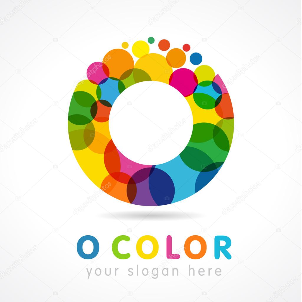 Letter O name logotype. Isolated colour emblem. Stained glass pattern graphic template. Multicolored bunch. Corporate soft branding identity. Vector mosaic texture, trendy modern fizzy bright label.