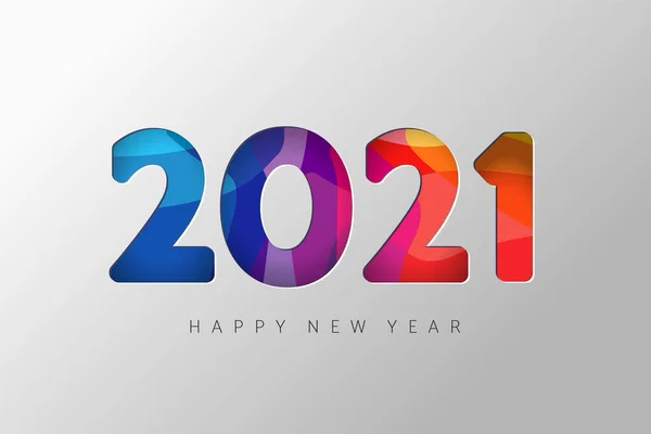 2021 Stendardo Capodanno Numeri Taglio Carta Con Colori Brillanti Forme — Vettoriale Stock