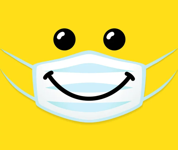 Emoji Sorriso Rosto Com Máscara Protetora Boca Emoticon Plana Ícone —  Vetores de Stock