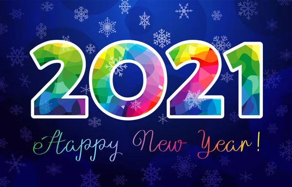 2021 Een Gelukkig Nieuwjaar Gefeliciteerd Concept Logotype Van Glas Lood — Stockvector