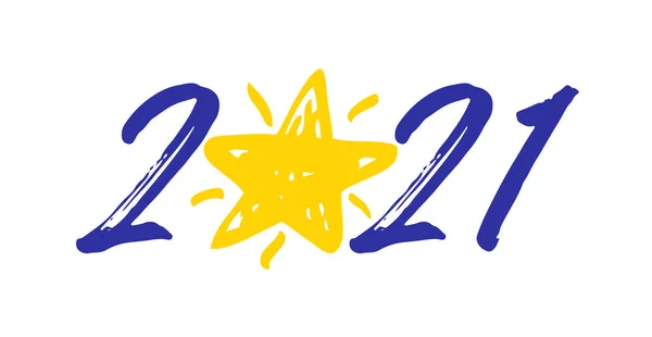 2021 Een Gelukkig Nieuwjaar Gefeliciteerd Concept Logotype Borstelstijl Witte Achtergrond — Stockvector