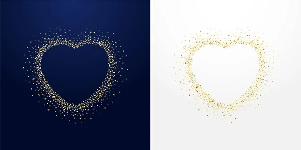 Coeur Course Étincelant Doré Avec Des Paillettes Poussière Graphiques Fonds — Image vectorielle