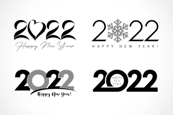 Big Set 2022 Text Design Heart Snow Simple Collection Happy — Stock Vector