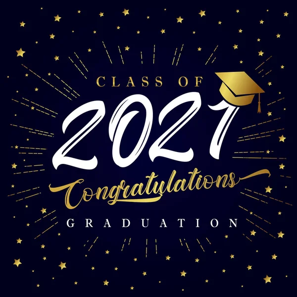 Klasa 2021 Plakat Dyplomowy Złotą Gwiazdką Brokatu Confetti Klasa Gratulacje — Wektor stockowy