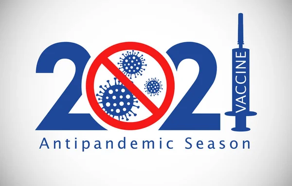 2021 Concepto Anticoronavirus Año Nuevo Detener Virus Corona 2021 Logotipo — Vector de stock