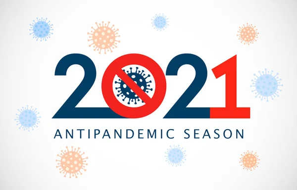 2021 Antipandemia Prevención Temporadas Covid Concept Banner Icono Web Plano — Vector de stock