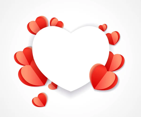 Valentines Day Fond Papier Coeur Avec Des Coeurs Papier Rouge — Image vectorielle