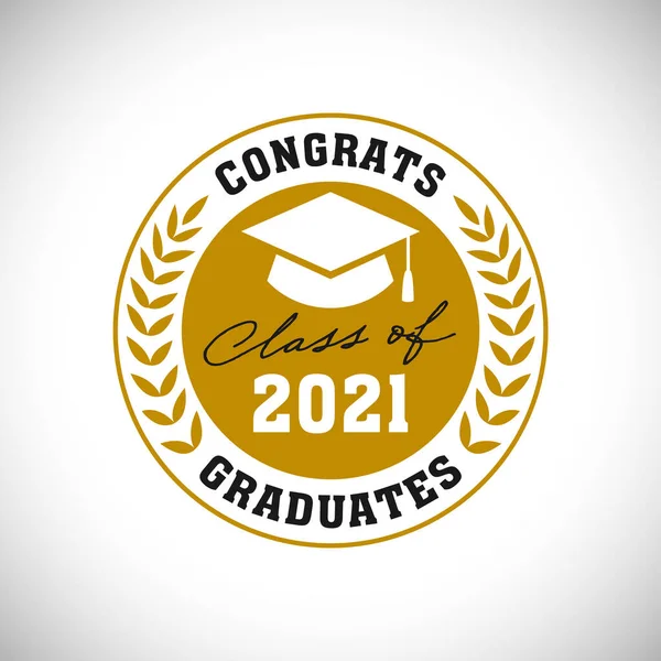 Classe 2021 Ano Distintivo Graduação Coroa Prêmios Conceito Medalha Sinal — Vetor de Stock
