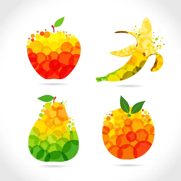 Meyve Seti Logotype Konsepti Renkli Meyve Logosu Beyaz Arka Planda — Stok Vektör